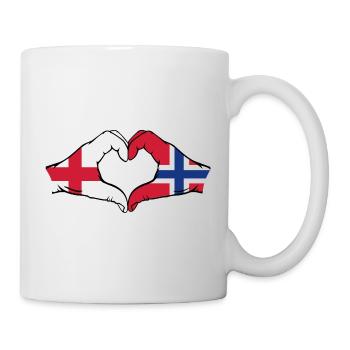 England Norway Flag Hands Heart Shape - Mug - white - Right