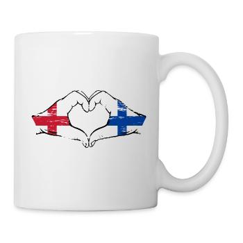 England Finnalnd Flag Hands Heart Shape Used - Mug - white - Right