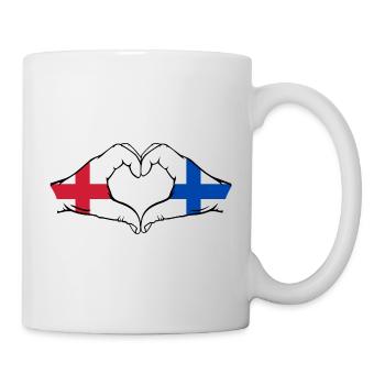Angleterre Finlande Drapeau Mains Coeur Forme - Mug blanc - blanc - Droite