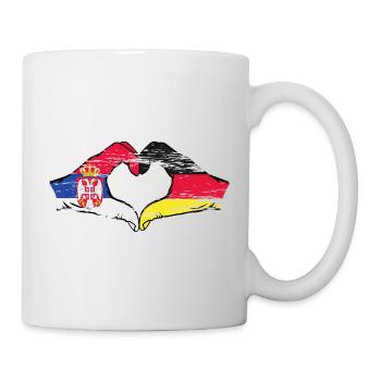 Serbie Allemagne Drapeau Mains Coeur Forme Utilisé - Mug blanc - blanc - Droite