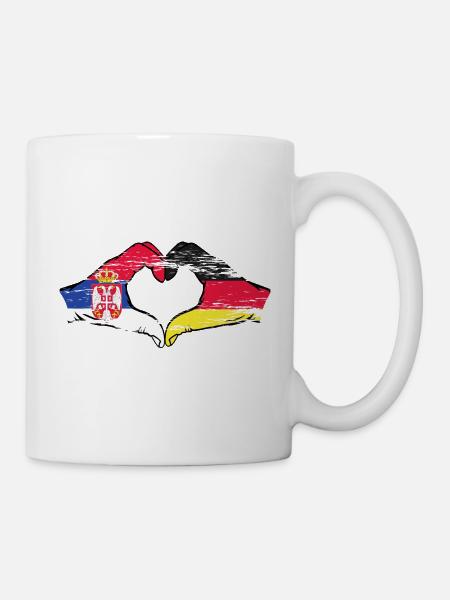 Serbien Deutschland Flagge Hände Herzform used - Tasse - Weiß