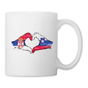 Serbie Slovénie drapeau mains forme coeur utilisé - Mug blanc - blanc - Droite
