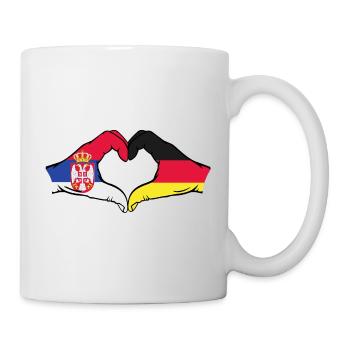 Serbia Germany Flag Hands Heart Shape - Mug - white - Right