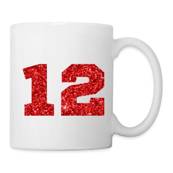 Number 12 Red Glitter - 12th Anniversary - Mug - white - Right