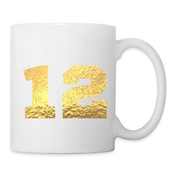 Number 12 Gold Glitter - 12th Anniversary - Mug - white - Right