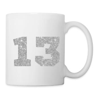 Numéro 13 paillettes rose - 13e anniversaire - Mug blanc - blanc - Droite