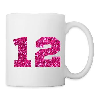 Numéro 12 paillettes rose - 12e anniversaire - Mug blanc - blanc - Droite
