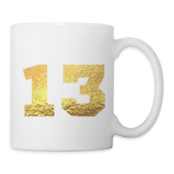 Numéro 13 paillettes doré - 13e anniversaire - Mug blanc - blanc - Droite