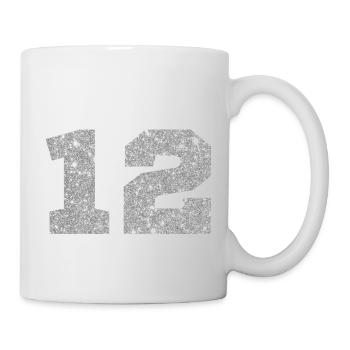 Numéro 12 paillettes argenté - 12e anniversaire - Mug blanc - blanc - Droite