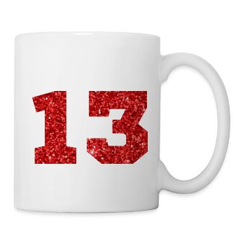 Numéro 13 paillettes rouge - 13e anniversaire - Mug blanc - blanc - Droite