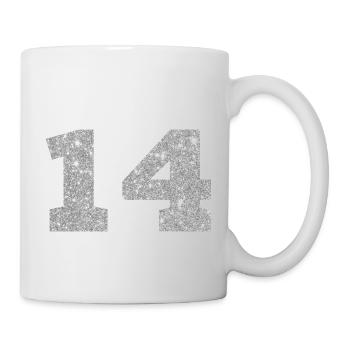 Numéro 14 paillettes argenté - 14e anniversaire - Mug blanc - blanc - Droite