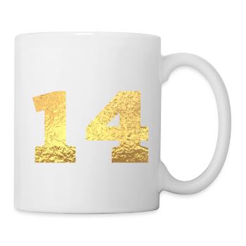 Numéro 14 paillettes doré - 14e anniversaire - Mug blanc - blanc - Droite
