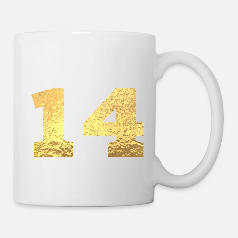 Numéro 14 paillettes doré - 14e anniversaire - Mug blanc - blanc