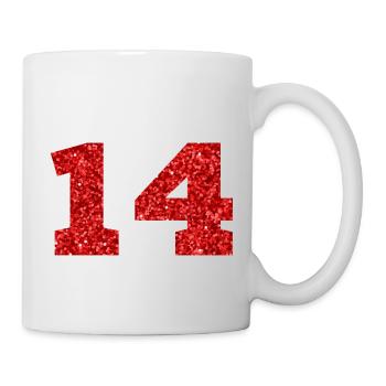 Numéro 14 paillettes rouge - 14e anniversaire - Mug blanc - blanc - Droite