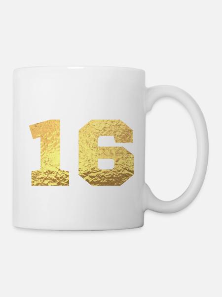 Numéro 16 paillettes doré - 16e anniversaire - Mug blanc - blanc