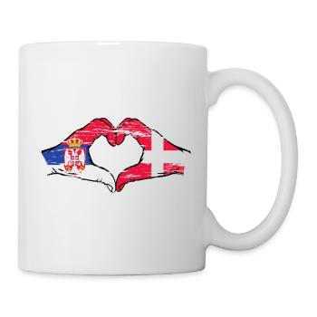 Serbie Danemark drapeau mains coeur forme utilisé - Mug blanc - blanc - Droite