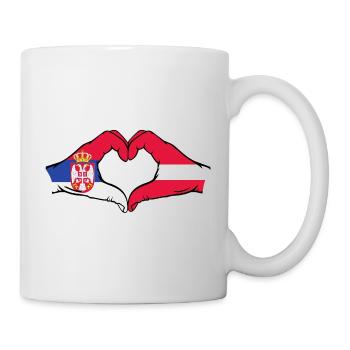 Serbien Lettland Flagge Hände Herzform - Tasse - Weiß - Rechts