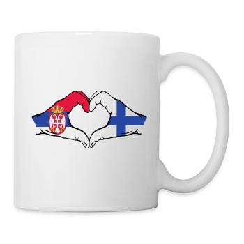 Serbie Finlande Drapeau Mains Coeur Forme - Mug blanc - blanc - Droite