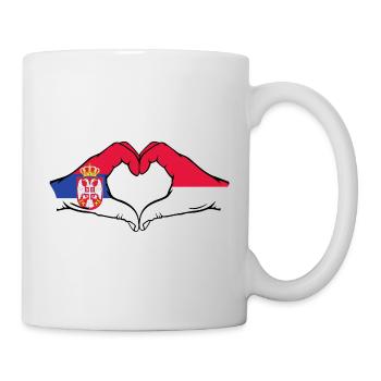 Serbia Indonesia Flag Hands Heart Shape - Mug - white - Right