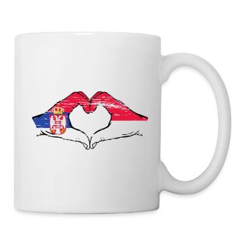Serbie Indonésie Drapeau Mains Coeur Utilisé - Mug blanc - blanc - Droite