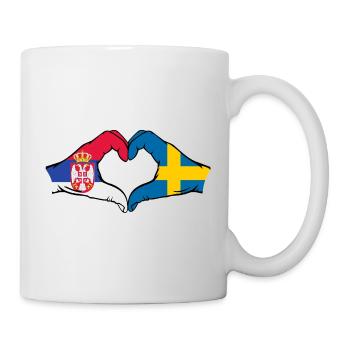 Serbia Sweden Flag Hands Heart Shape - Mug - white - Right