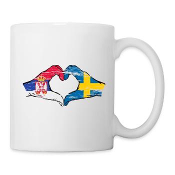 Serbie Suède drapeau mains forme coeur utilisé - Mug blanc - blanc - Droite