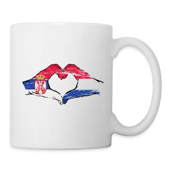 Serbie Hollande Drapeau Mains Coeur Utilisé - Mug blanc - blanc - Droite