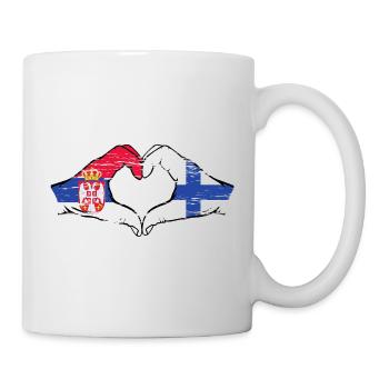 Serbie Finlande drapeau mains forme coeur utilisé - Mug blanc - blanc - Droite