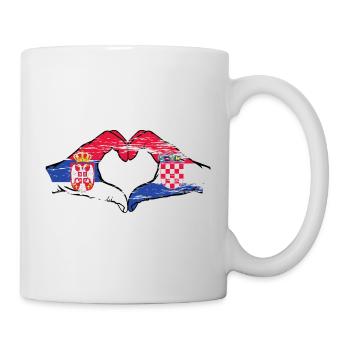 Serbien Kroatien Flagge Hände Herzform used - Tasse - Weiß - Rechts