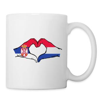 Serbie Hollande Drapeau Mains Coeur - Mug blanc - blanc - Droite
