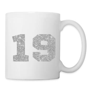 Number 19 Silver Glitter - 19th Anniversary - Mug - white - Right