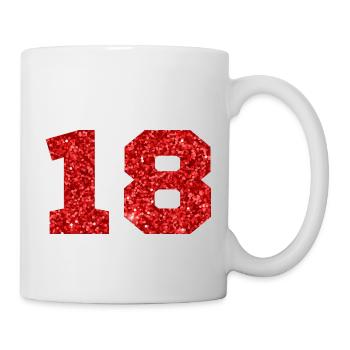 Numéro 18 paillettes rouge - 18e anniversaire - Mug blanc - blanc - Droite