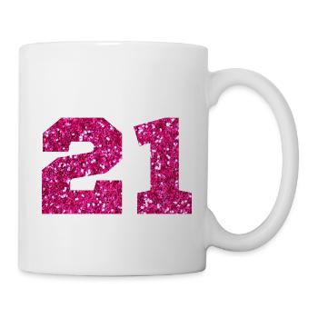 Numéro 21 paillettes rose - 21e anniversaire - Mug blanc - blanc - Droite
