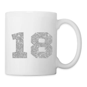 Numéro 18 paillettes argenté - 18e anniversaire - Mug blanc - blanc - Droite