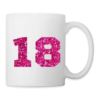 Numéro 18 paillettes rose - 18e anniversaire - Mug blanc - blanc - Droite