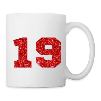 Number 19 Red Glitter - 19th Anniversary - Mug - white - Right