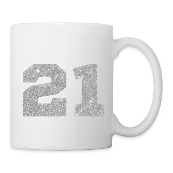Numéro 21 paillettes argenté - 21e anniversaire - Mug blanc - blanc - Droite