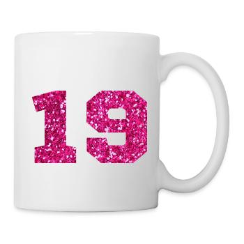 Number 19 Pink Glitter - 19th Birthday - Mug - white - Right
