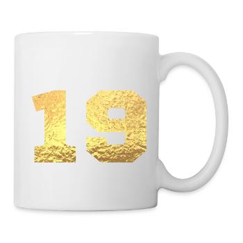 Number 19 Gold Glitter - 19th Anniversary - Mug - white - Right