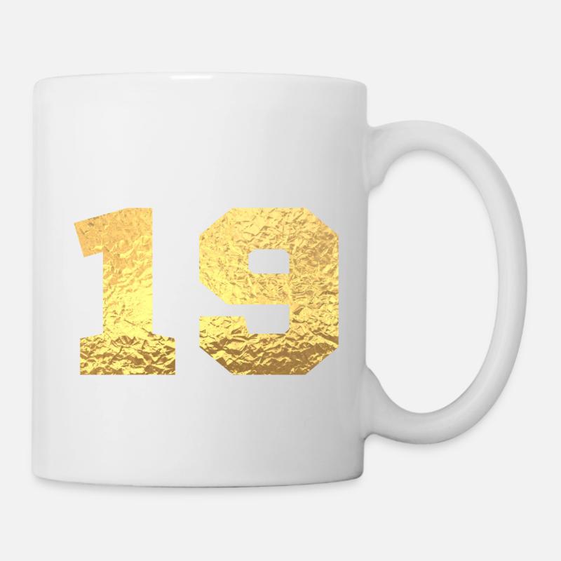 Numéro 19 paillettes doré - 19e anniversaire - Mug blanc - blanc