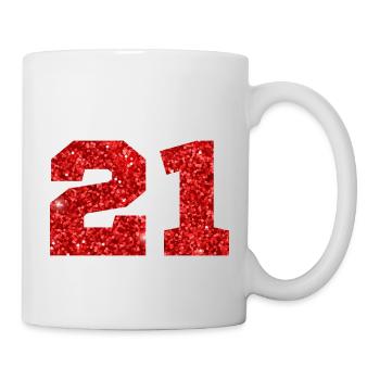 Numéro 21 paillettes rouge - 21e anniversaire - Mug blanc - blanc - Droite