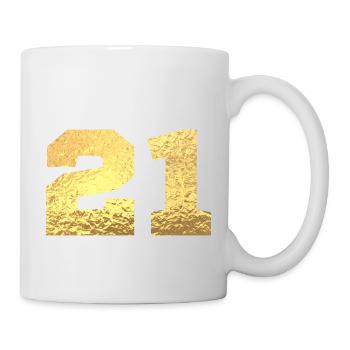 Numéro 21 paillettes doré - 21e anniversaire - Mug blanc - blanc - Droite
