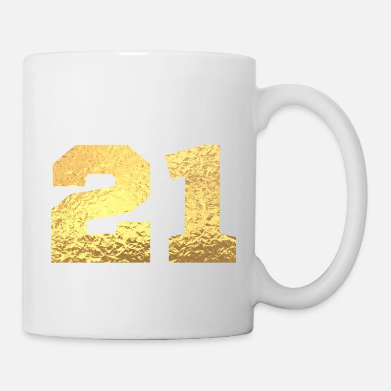 Numéro 21 paillettes doré - 21e anniversaire - Mug blanc - blanc