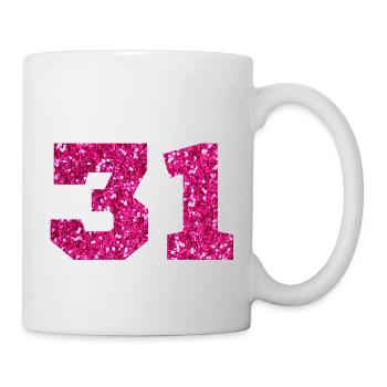 Numéro 31 paillettes rose - 31e anniversaire - Mug blanc - blanc - Droite