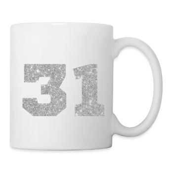 Numéro 31 paillettes argenté - 31e anniversaire - Mug blanc - blanc - Droite