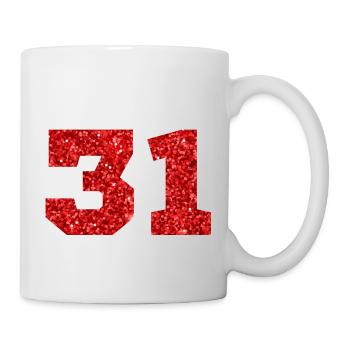 Number 31 Red Glitter - 31st Anniversary - Mug - white - Right