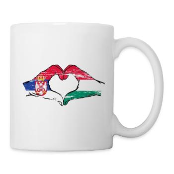 Serbie Hongrie drapeau mains forme coeur utilisé - Mug blanc - blanc - Droite