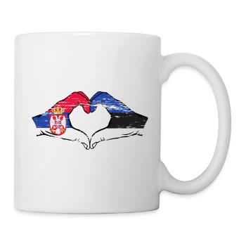 Serbie Estonie Drapeau Mains Coeur Forme Utilisé - Mug blanc - blanc - Droite