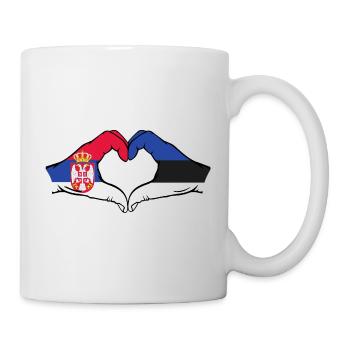 Serbie Estonie Drapeau Mains Coeur Forme - Mug blanc - blanc - Droite
