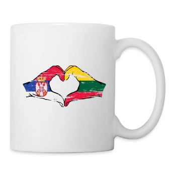 Serbie Lituanie drapeau mains forme coeur utilisé - Mug blanc - blanc - Droite